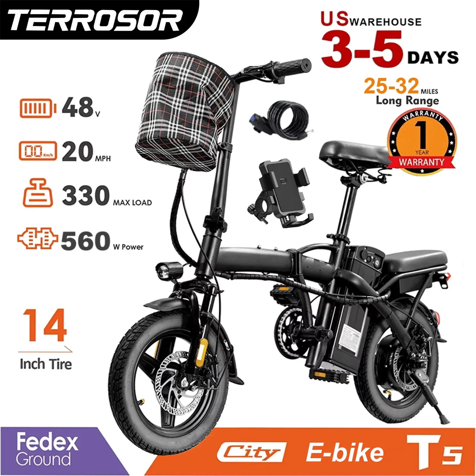 14 Inch Folding Electric Bike 560W Motor 48V Battery - Mobility Buy