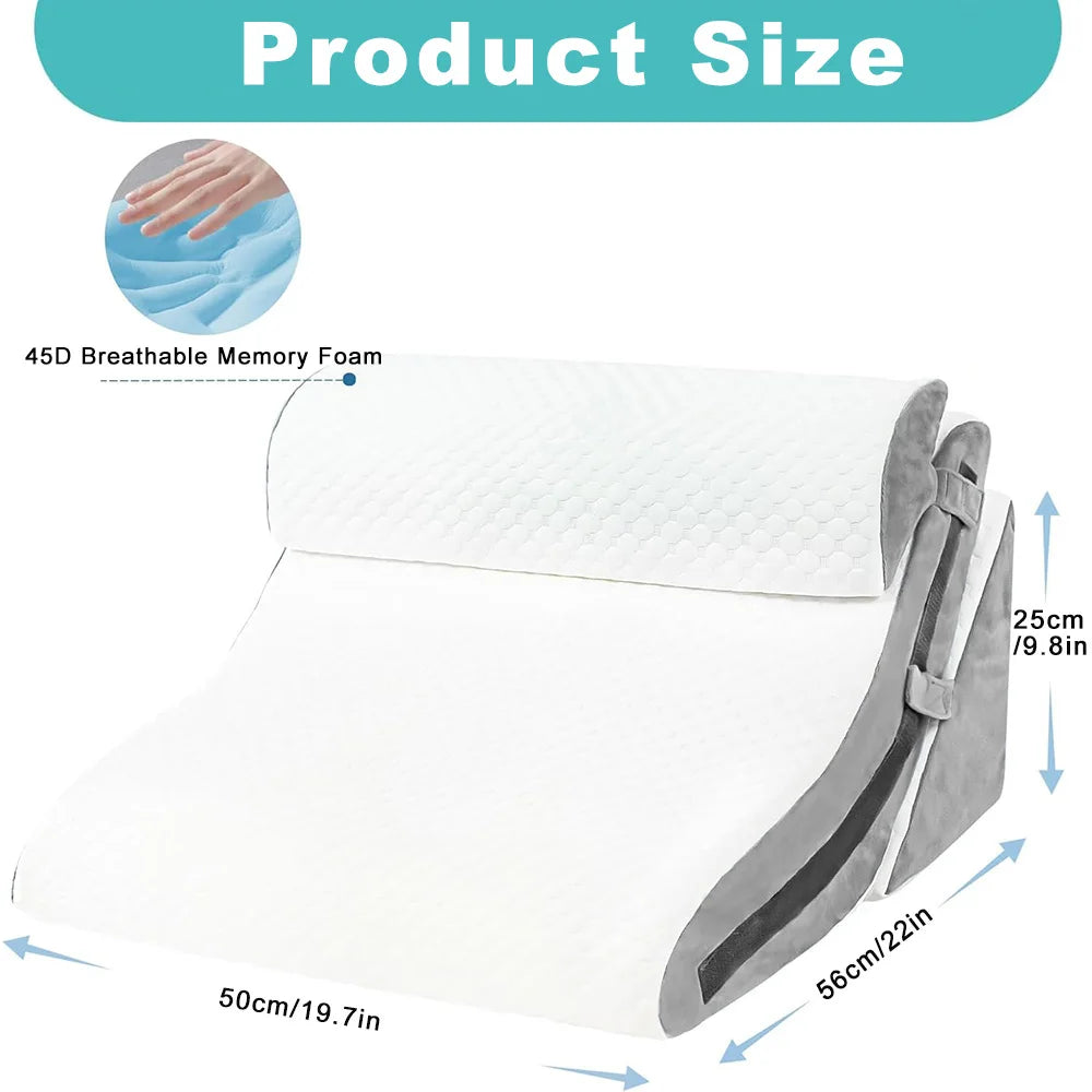 3 Piece Memory Foam Wedge Pillow Set For Neck And Back Support - Mobility Buy