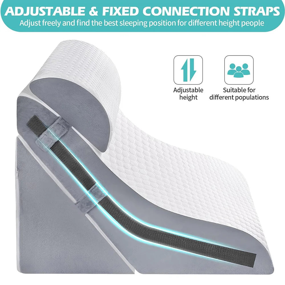 3 Piece Memory Foam Wedge Pillow Set For Neck And Back Support - Mobility Buy