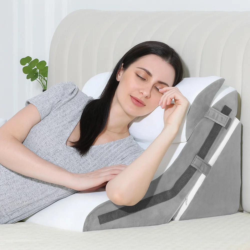 3 Piece Memory Foam Wedge Pillow Set For Neck And Back Support - Mobility Buy