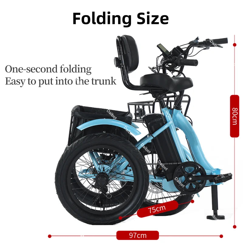 Advanced Electric Folding Tricycle With Powerful Battery For Commuters - Mobility Buy