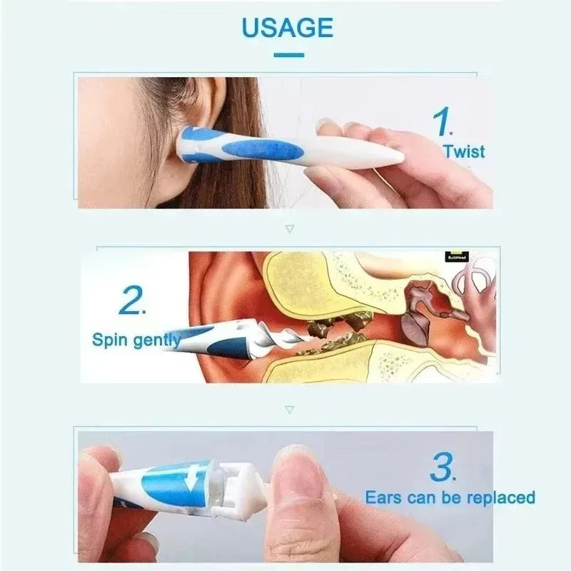 Ear Wax Remover Tool Ear Cleaner With Soft Silicone 16 Replacement Tips - Mobility Buy