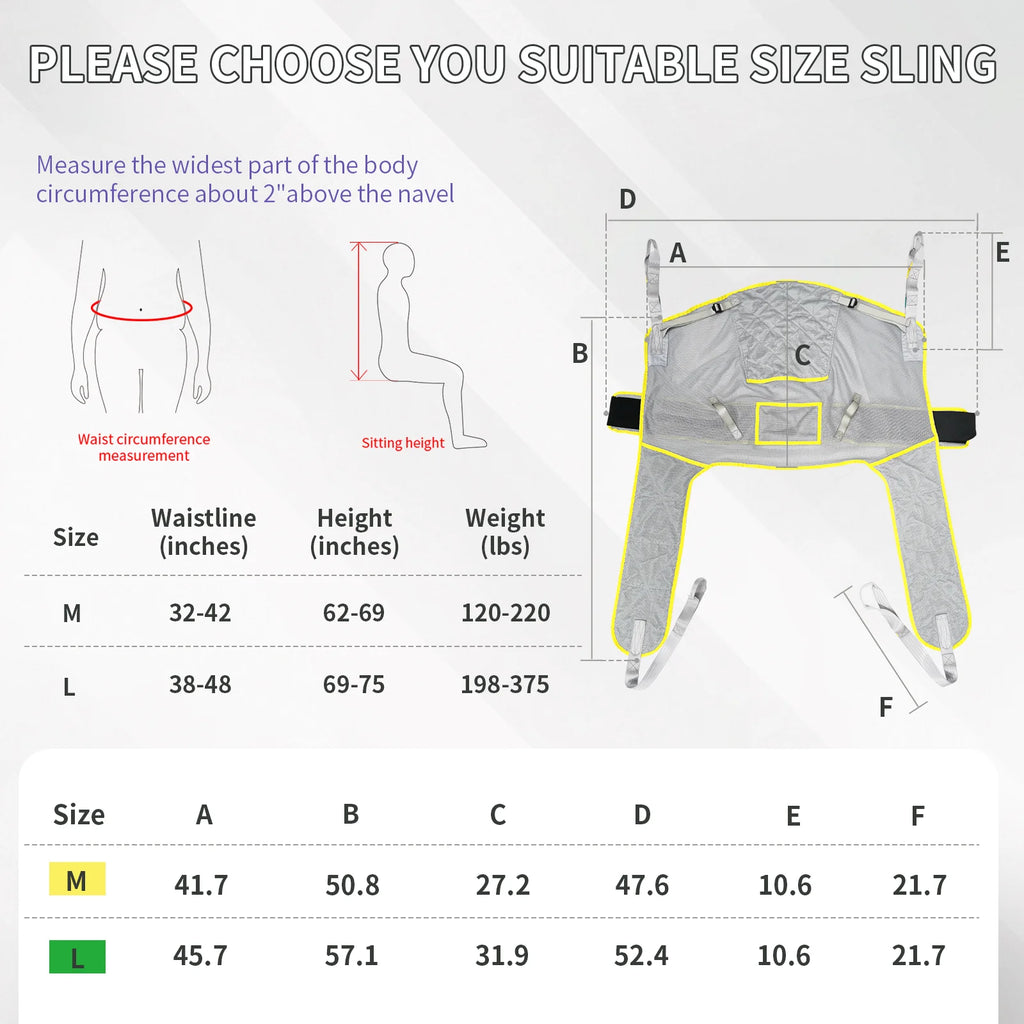 Ehucon 230kg Heavy Duty Mesh Patient Transfer And Toileting Sling - Mobility Buy