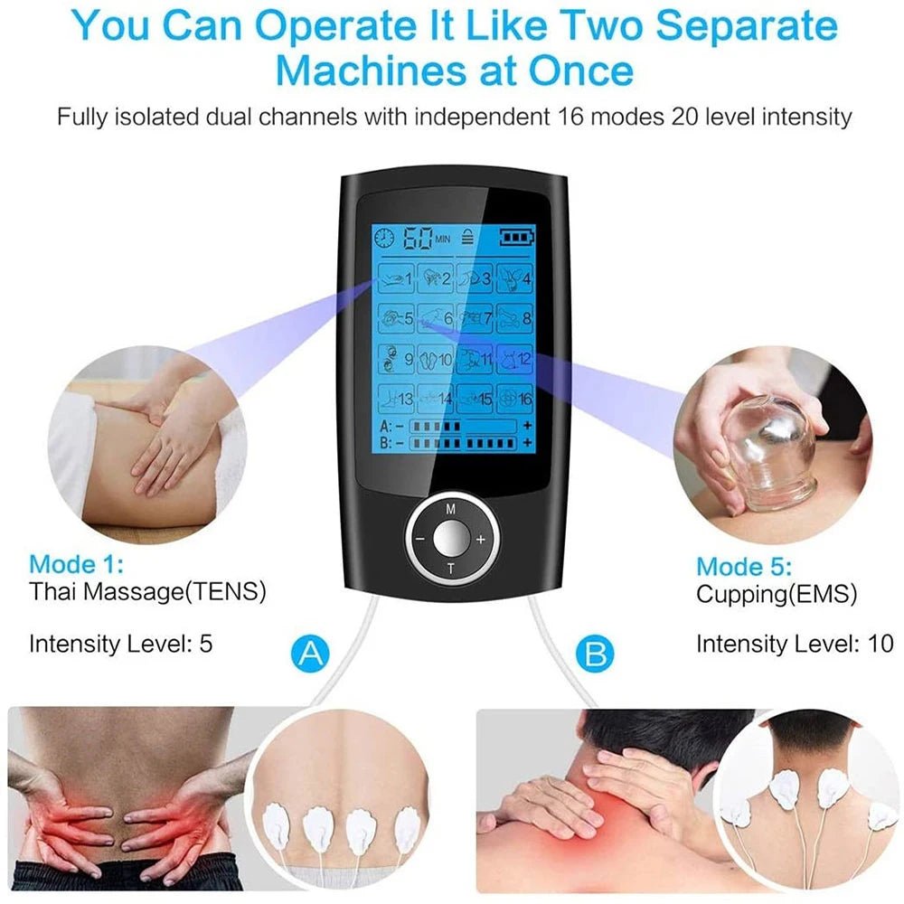 Electric EMS TENS Body Electromyostimulator, 2-channel, 16 massage modes - Mobility Buy