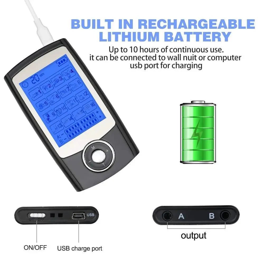 Electric EMS TENS Body Electromyostimulator, 2-channel, 16 massage modes - Mobility Buy