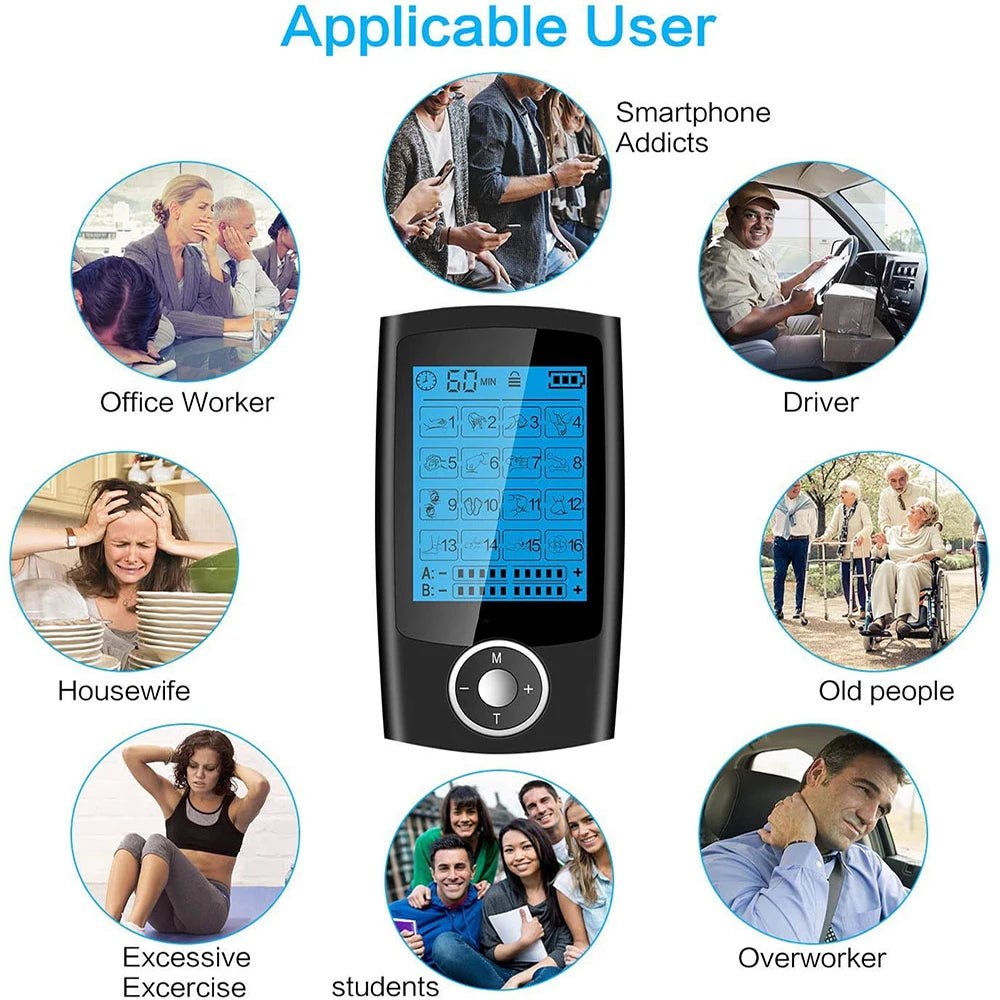 Electric EMS TENS Body Electromyostimulator, 2-channel, 16 massage modes - Mobility Buy