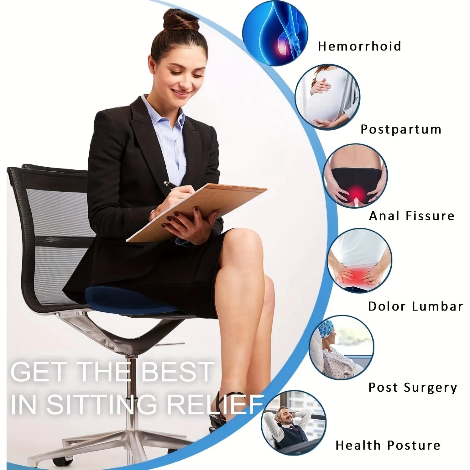Ergonomic Memory Foam Donut Seat Cushion,Tailbone Support - Mobility Buy