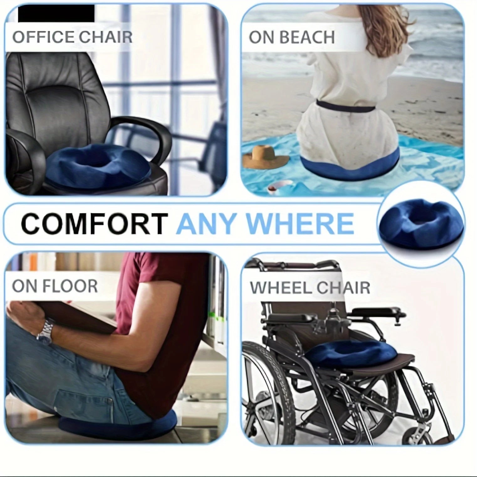 Ergonomic Memory Foam Donut Seat Cushion,Tailbone Support - Mobility Buy