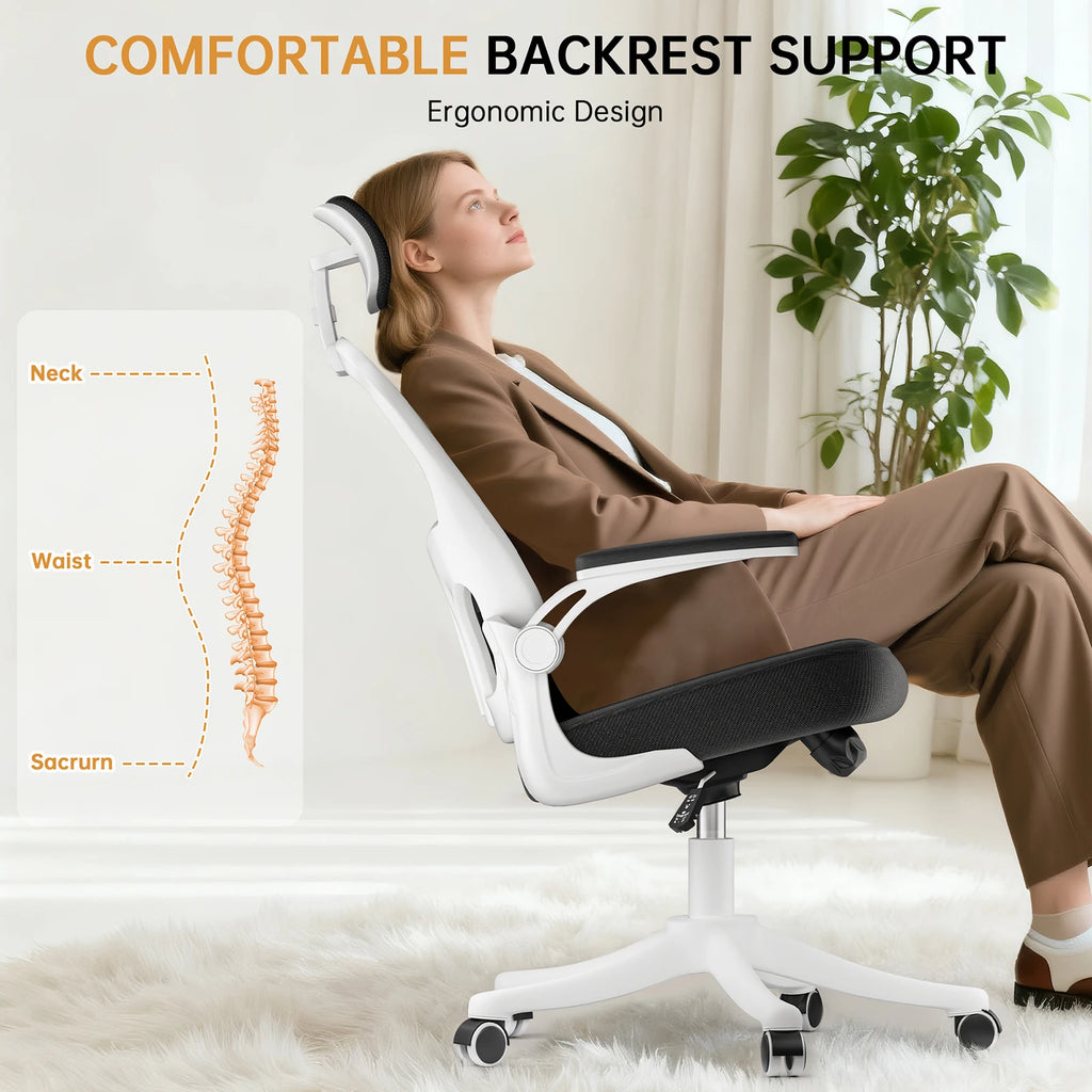 Ergonomic Office Chair High Back Armrest With Adjustable Headrest Lumbar Support - Mobility Buy