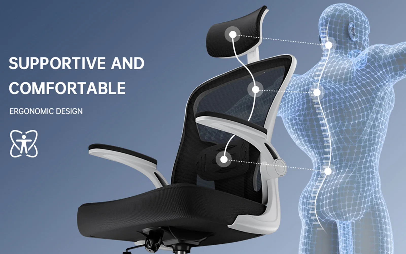 Ergonomic Office Chair High Back Armrest With Adjustable Headrest Lumbar Support - Mobility Buy