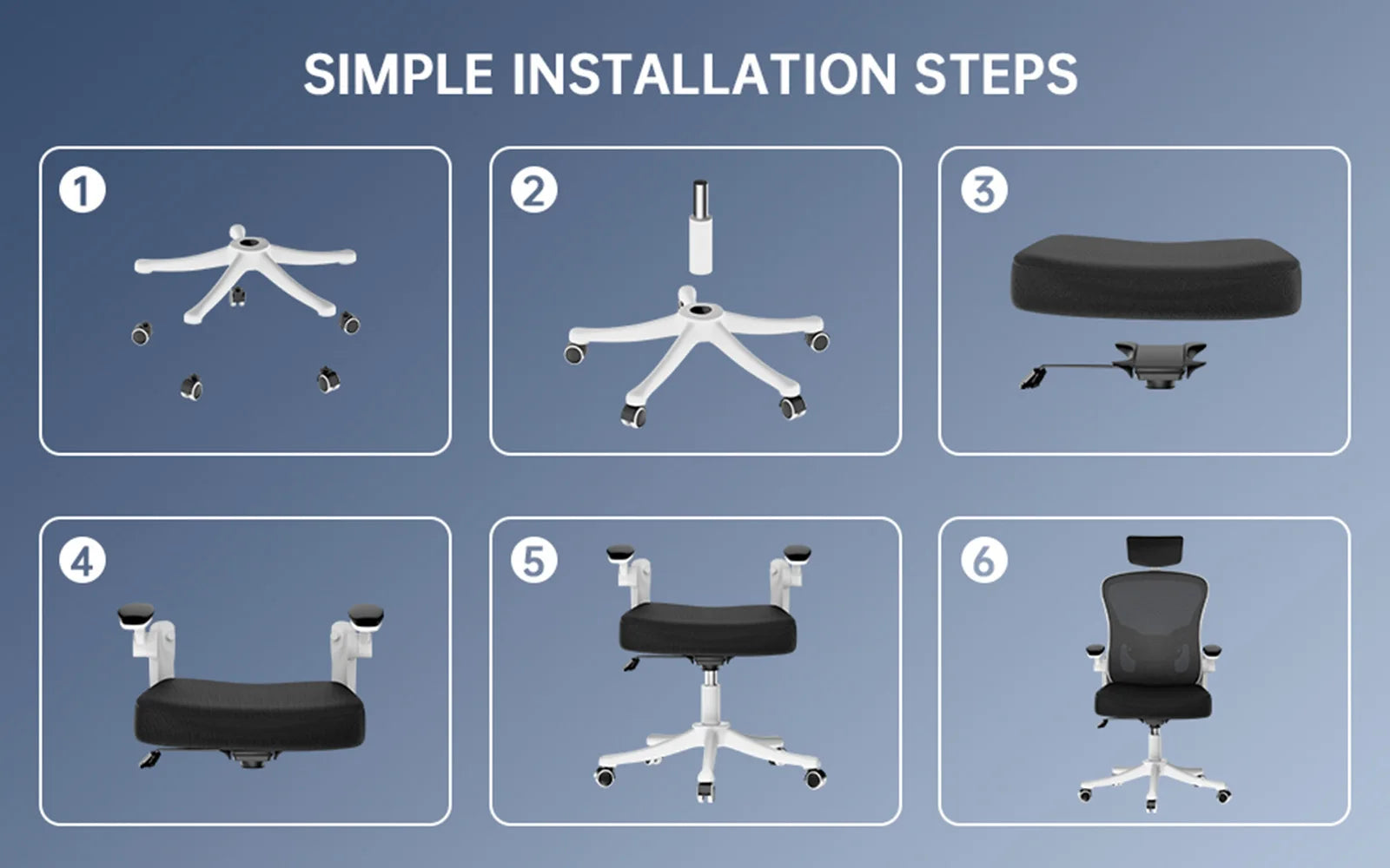Ergonomic Office Chair High Back Armrest With Adjustable Headrest Lumbar Support - Mobility Buy