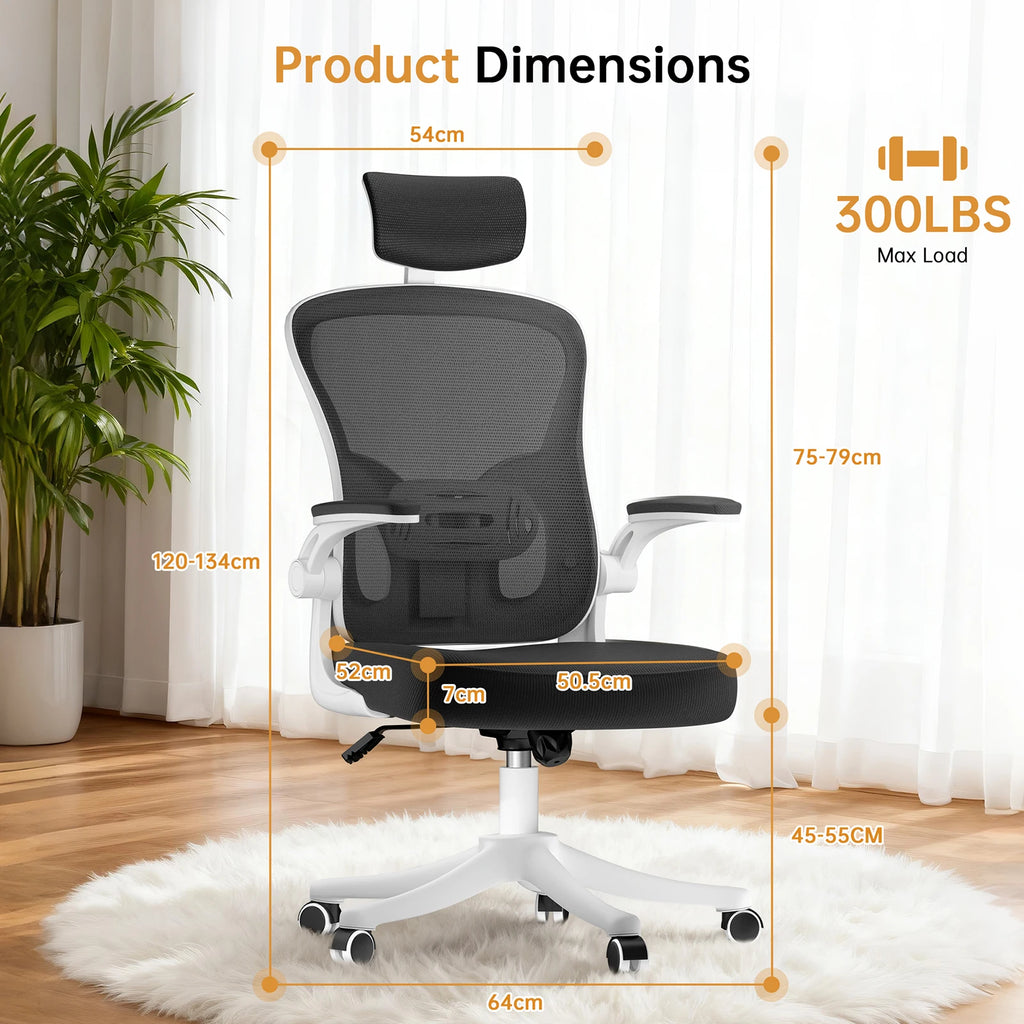 Ergonomic Office Chair High Back Armrest With Adjustable Headrest Lumbar Support - Mobility Buy