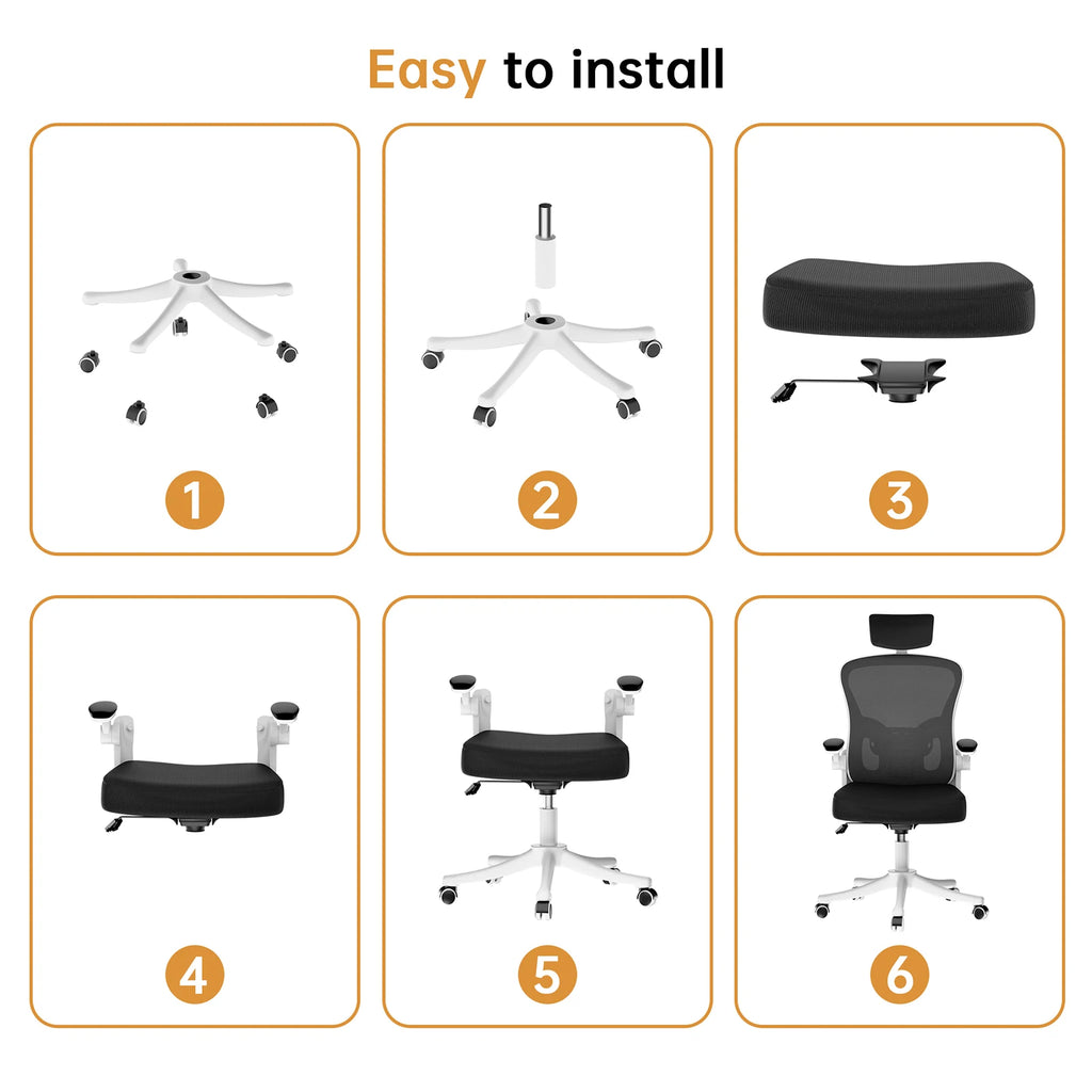 Ergonomic Office Chair High Back Armrest With Adjustable Headrest Lumbar Support - Mobility Buy