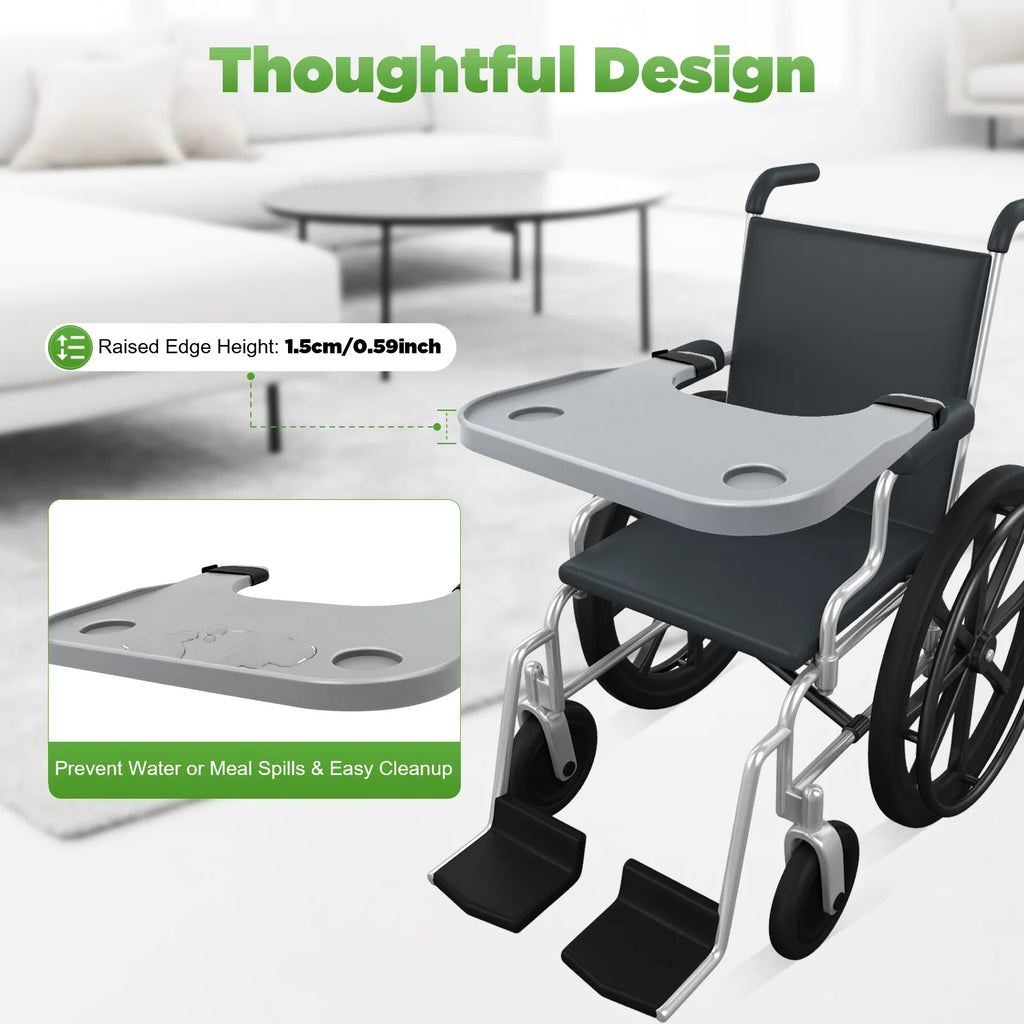 Essential Detachable Wheelchair Tray Table With Cup Holder For Patients - Mobility Buy
