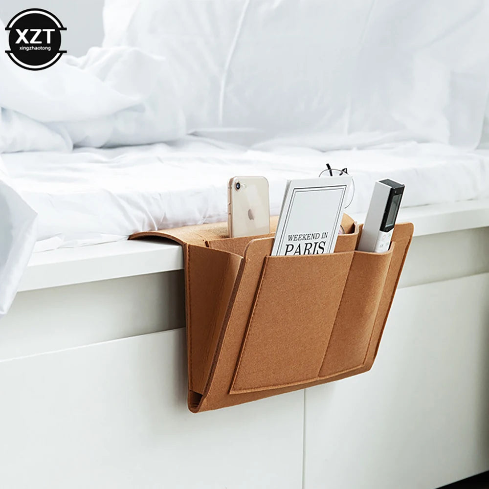 Felt Bedside Hanging Storage Organizer Pocket For Phone Books Magazines - Mobility Buy