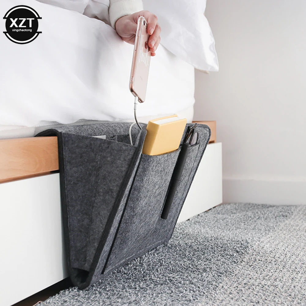 Felt Bedside Hanging Storage Organizer Pocket For Phone Books Magazines - Mobility Buy