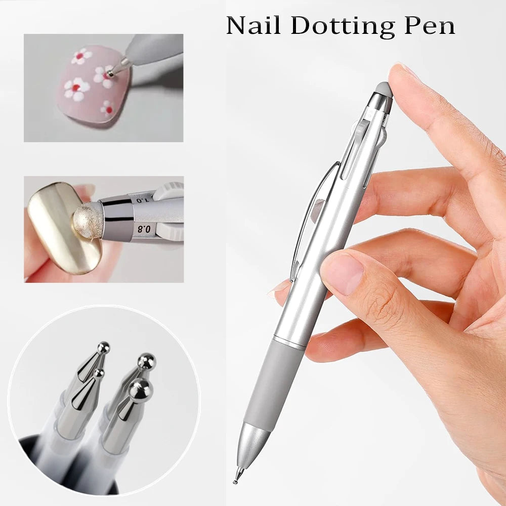 Five In One Nail Art Dotting Pen With Interchangeable Tips 0.8mm 1mm 1.6mm 2mm - Mobility Buy