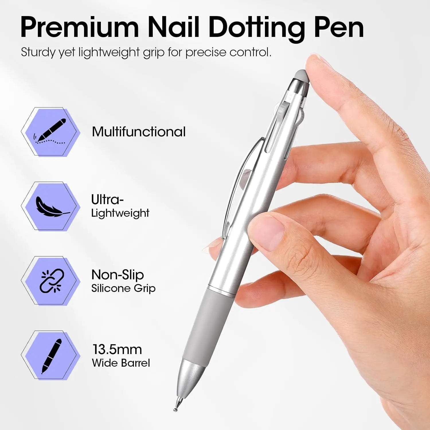 Five In One Nail Art Dotting Pen With Interchangeable Tips 0.8mm 1mm 1.6mm 2mm - Mobility Buy
