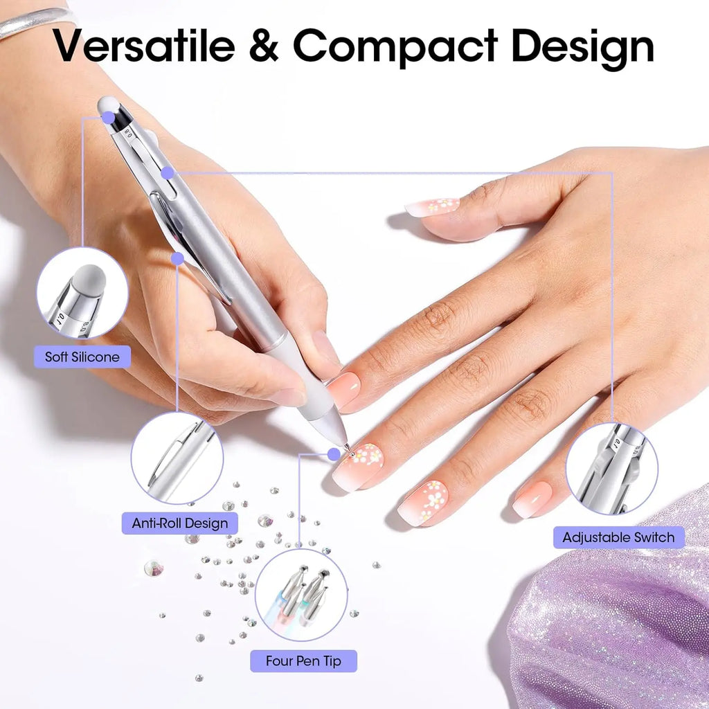 Five In One Nail Art Dotting Pen With Interchangeable Tips 0.8mm 1mm 1.6mm 2mm - Mobility Buy