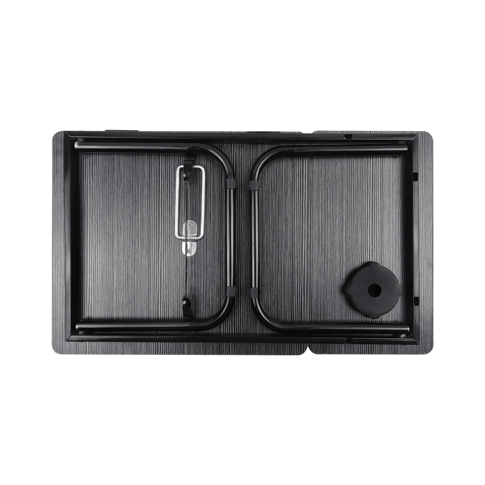 Foldable Wood Grain Laptop Desk With Adjustable Height And Cup Holder Black - Mobility Buy