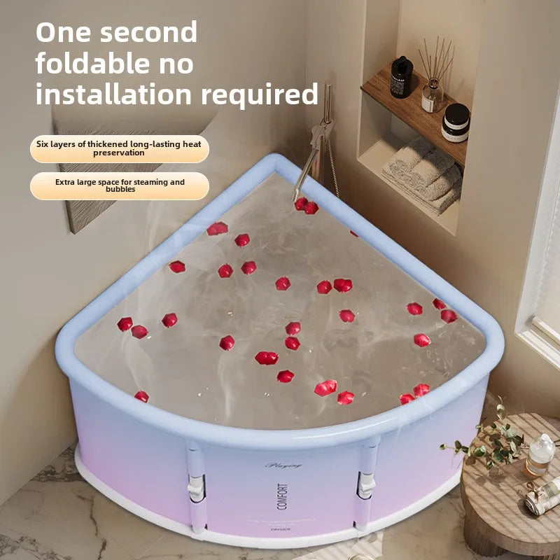Folding Fan Shaped Corner Spa Bathtub Space Saving Home Bath - Mobility Buy