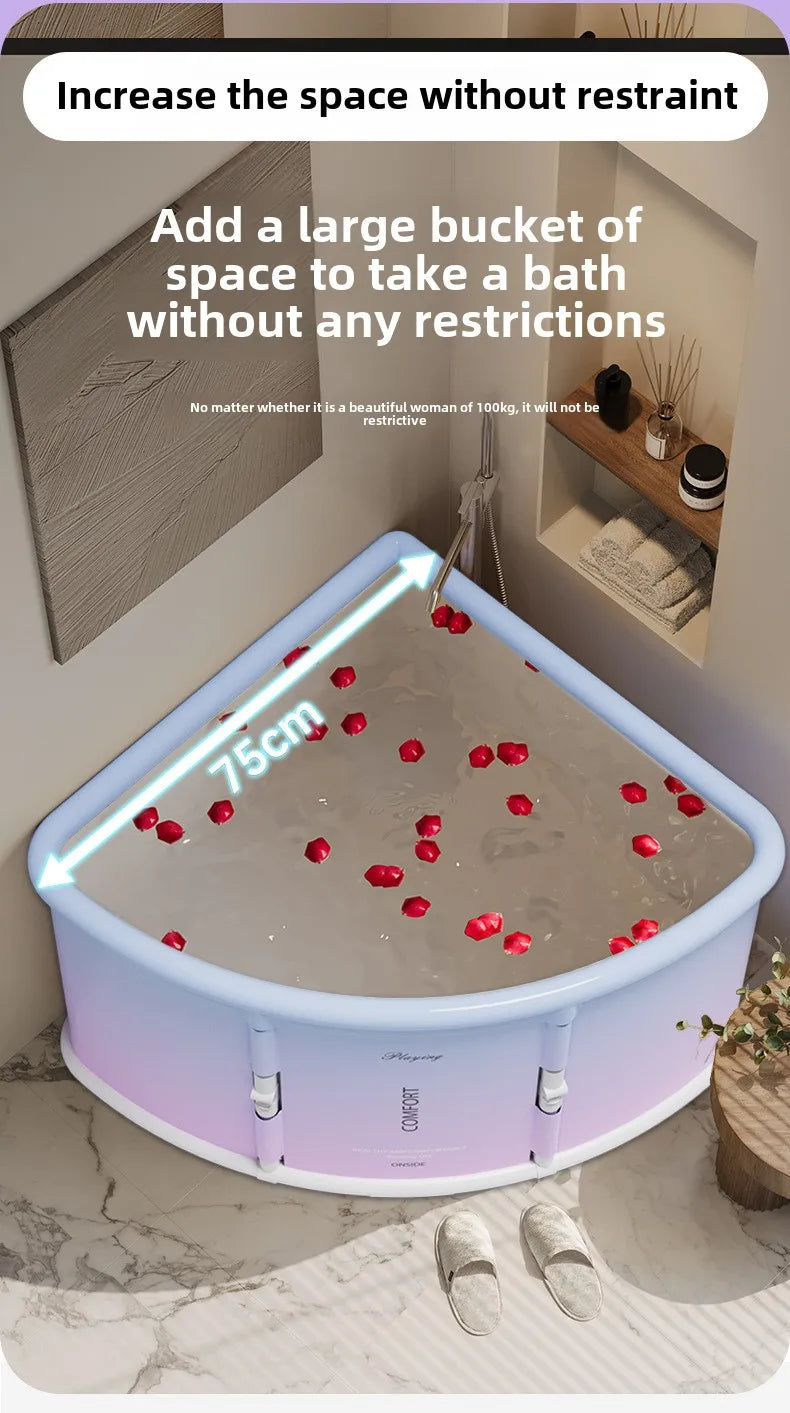 Folding Fan Shaped Corner Spa Bathtub Space Saving Home Bath - Mobility Buy