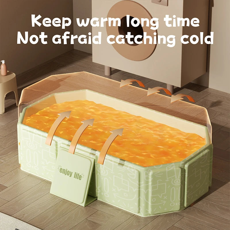 Green And White Kids Portable Folding Bathtub For Travel - Mobility Buy