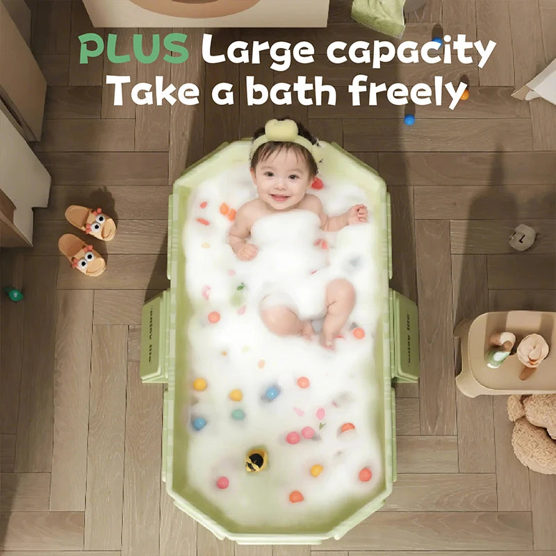 Green And White Kids Portable Folding Bathtub For Travel - Mobility Buy