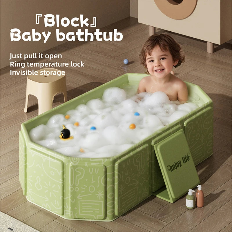 Green And White Kids Portable Folding Bathtub For Travel - Mobility Buy