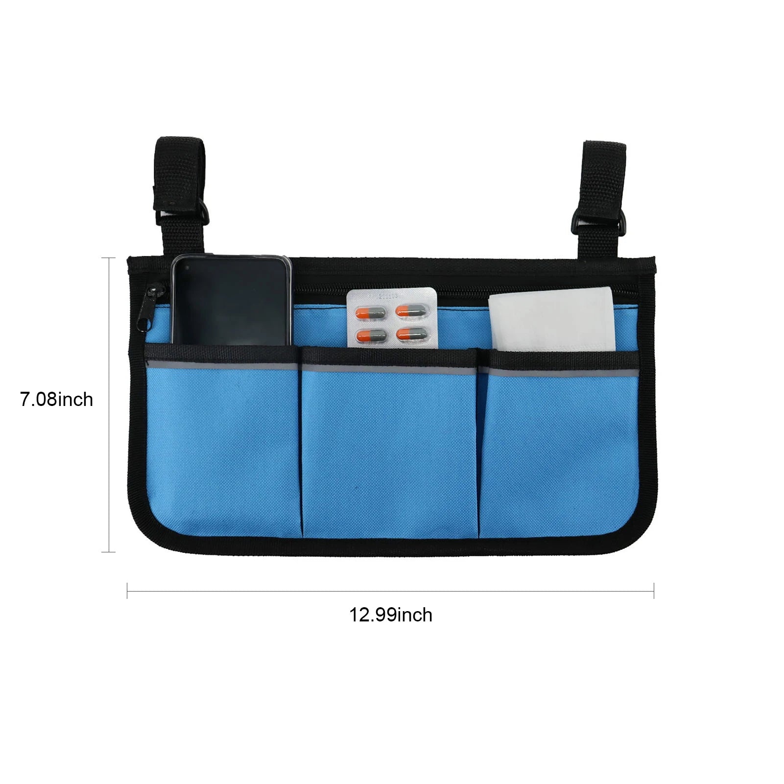 Wheelchair Bag with Pockets Reflective Strips - Side Bags pouch