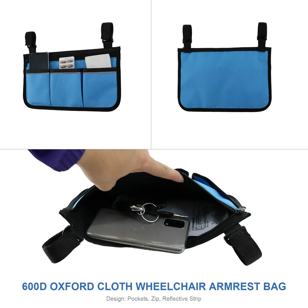 Wheelchair Bag with Pockets Reflective Strips - Side Bags pouch