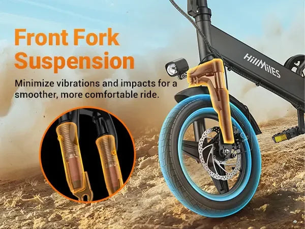 HillMiles Mile 1 Adult E Bike 250W 36V 10.4Ah 14in Fat Tire Foldable - Mobility Buy