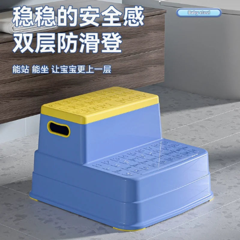 Kids Safety Step Stool 2 Tier Non Slip Foot Ladder Portable For Bathroom Sink - Mobility Buy