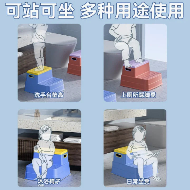 Kids Safety Step Stool 2 Tier Non Slip Foot Ladder Portable For Bathroom Sink - Mobility Buy