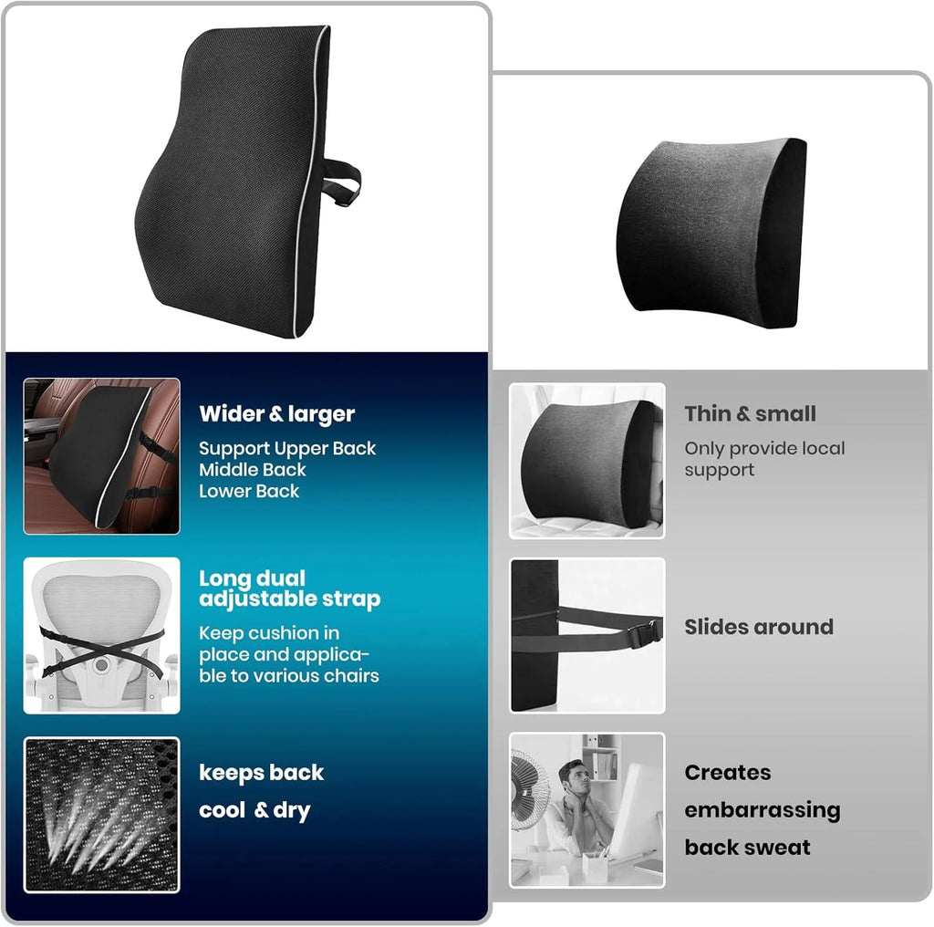 Lumbar Support Pillow Memory Foam Relieve Back Pain Seat - Mobility Buy