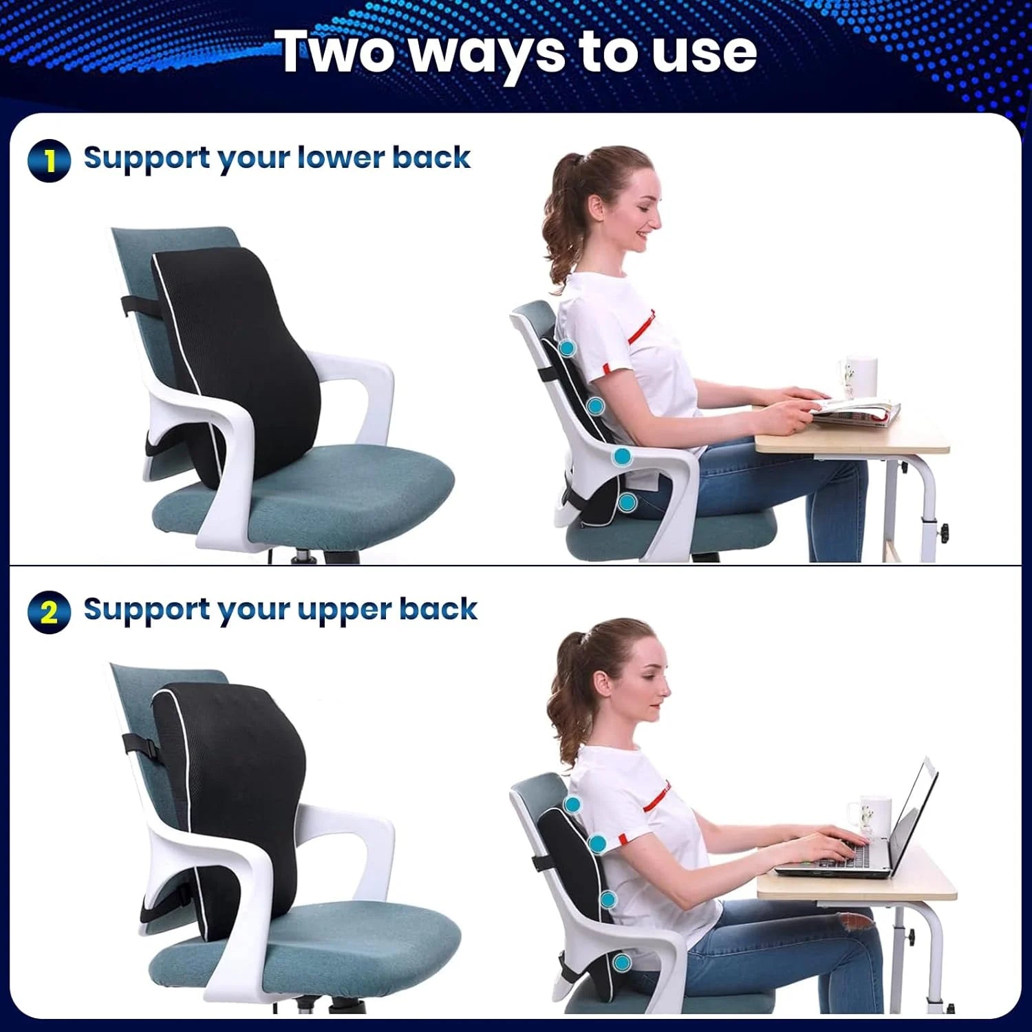 Lumbar Support Pillow Memory Foam Relieve Back Pain Seat - Mobility Buy