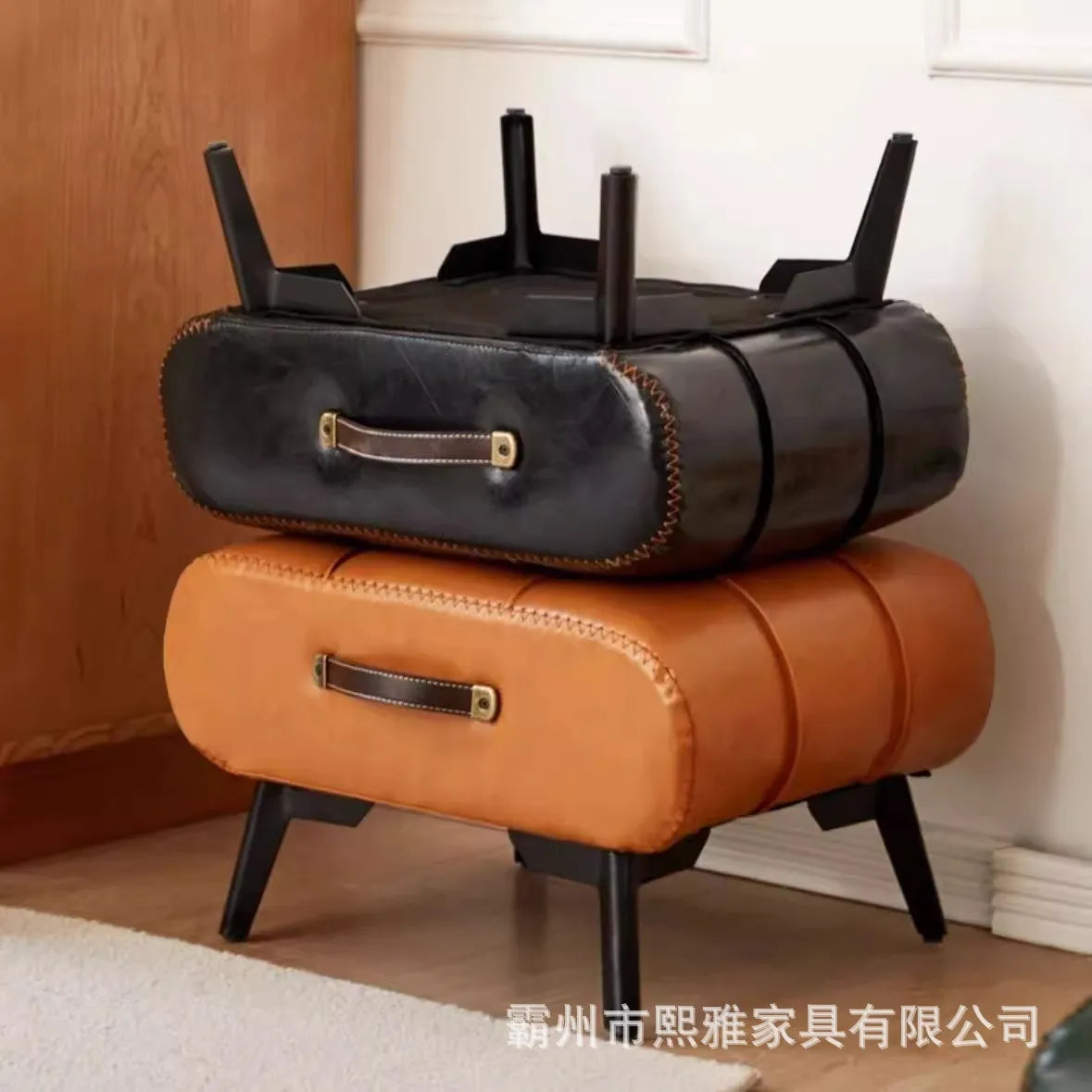 Luxury Leather Low Stool for Living Room Footrest and Decor - Mobility Buy