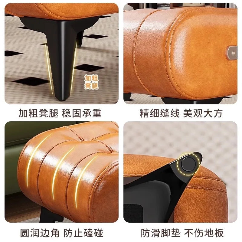 Luxury Leather Low Stool for Living Room Footrest and Decor - Mobility Buy