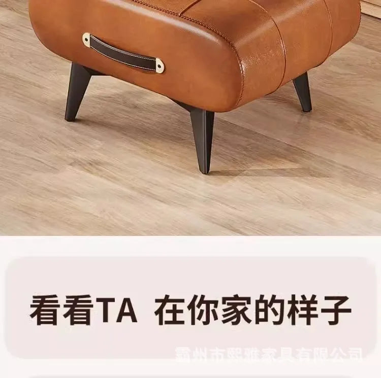 Luxury Leather Low Stool for Living Room Footrest and Decor - Mobility Buy