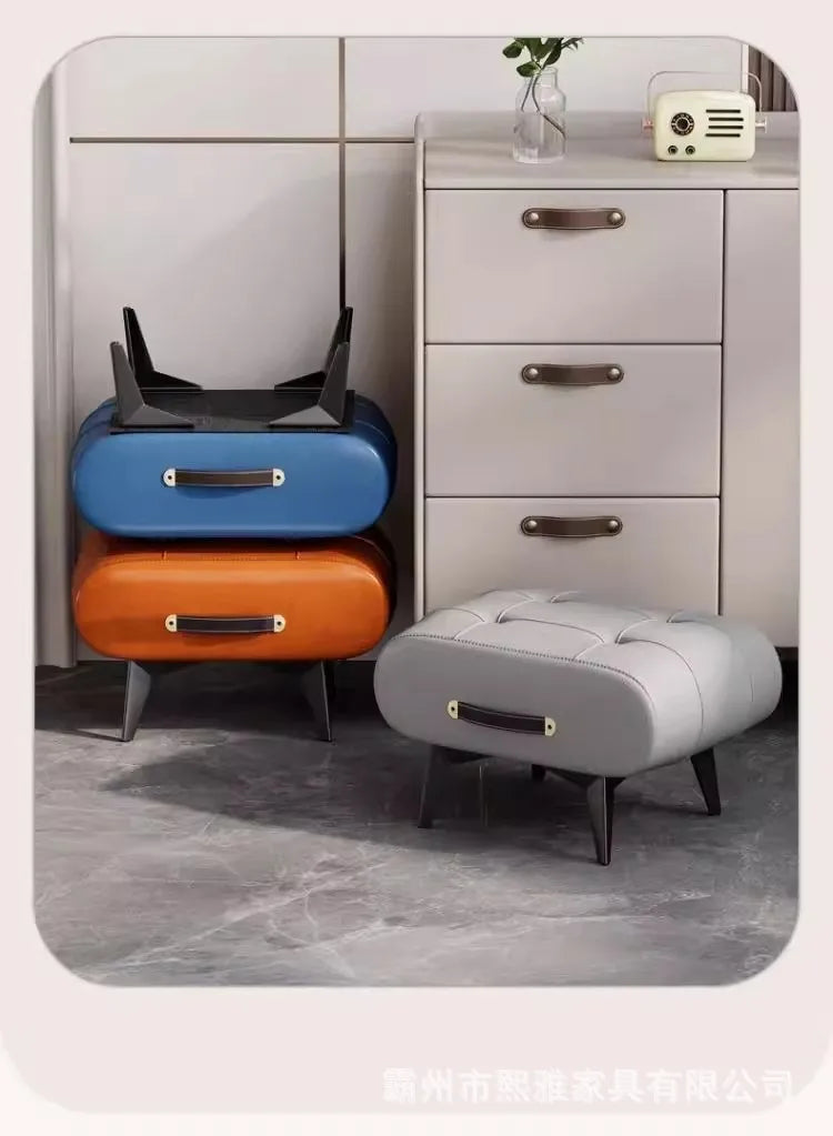 Luxury Leather Low Stool for Living Room Footrest and Decor - Mobility Buy