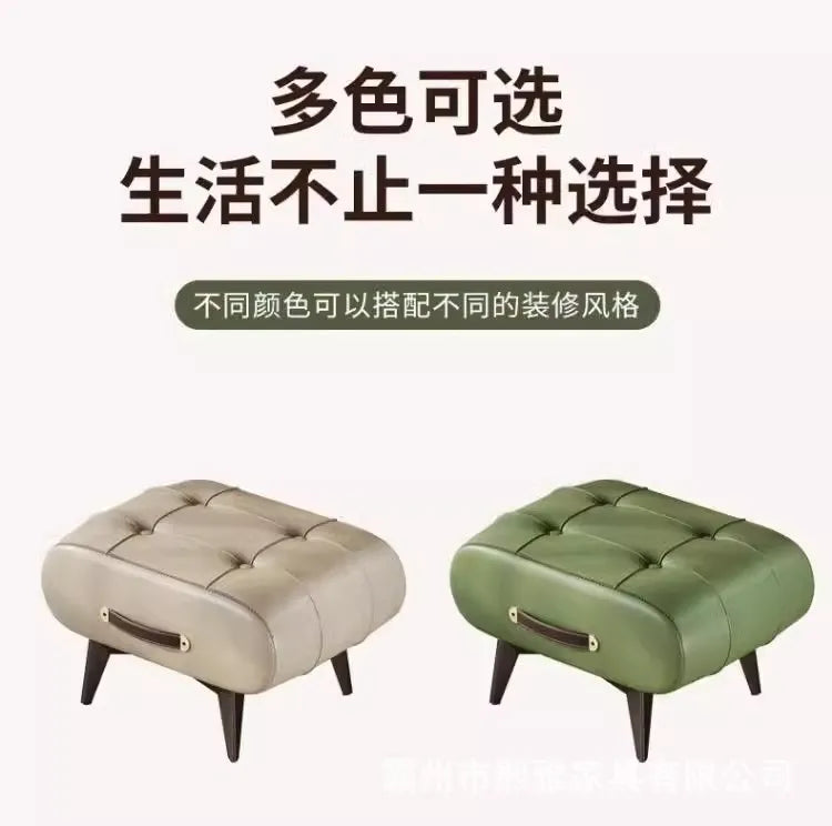 Luxury Leather Low Stool for Living Room Footrest and Decor - Mobility Buy