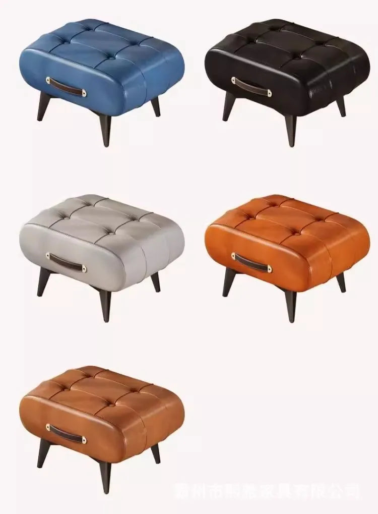 Luxury Leather Low Stool for Living Room Footrest and Decor - Mobility Buy