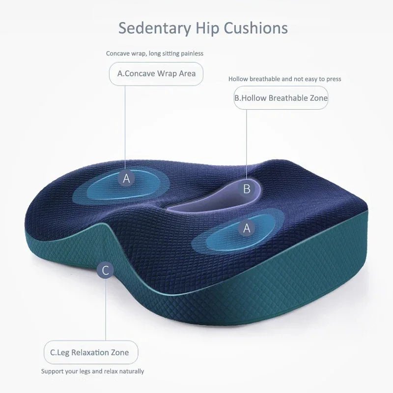Memory Foam Seat Cushion Waist Back Support Pillow Set - Mobility Buy