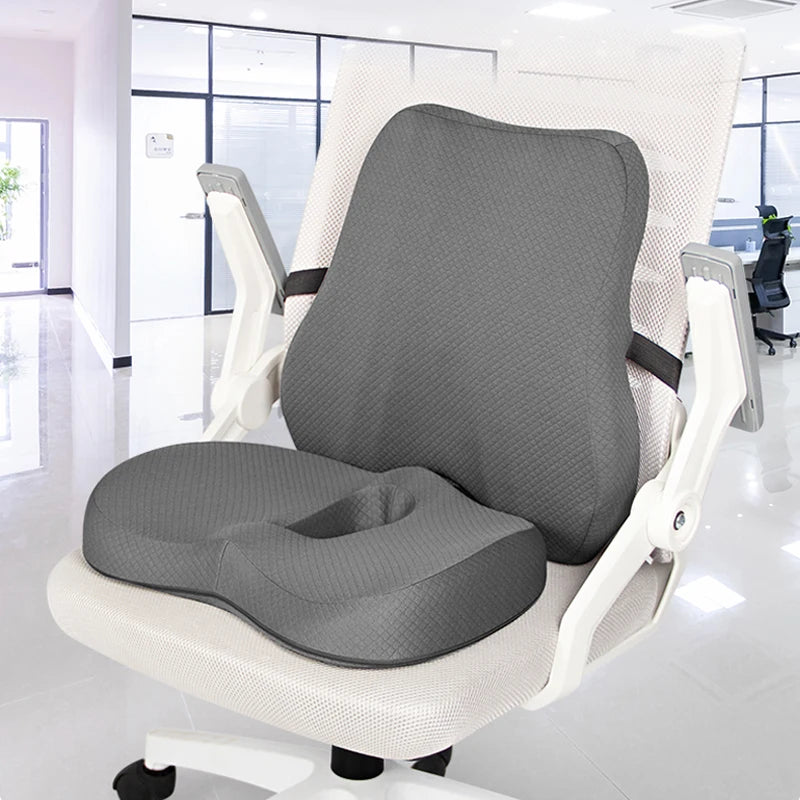 Memory Foam Seat Cushion Waist Back Support Pillow Set - Mobility Buy