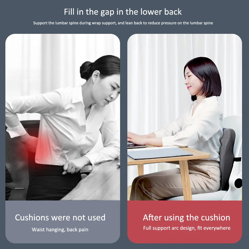 Memory Foam Seat Cushion Waist Back Support Pillow Set - Mobility Buy