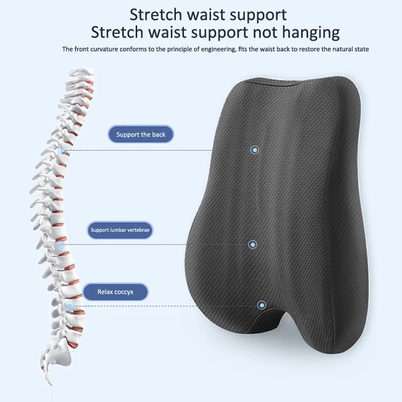 Memory Foam Seat Cushion Waist Back Support Pillow Set - Mobility Buy