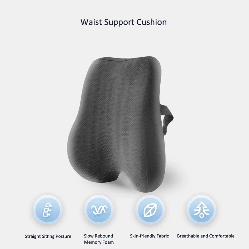 Memory Foam Seat Cushion Waist Back Support Pillow Set - Mobility Buy