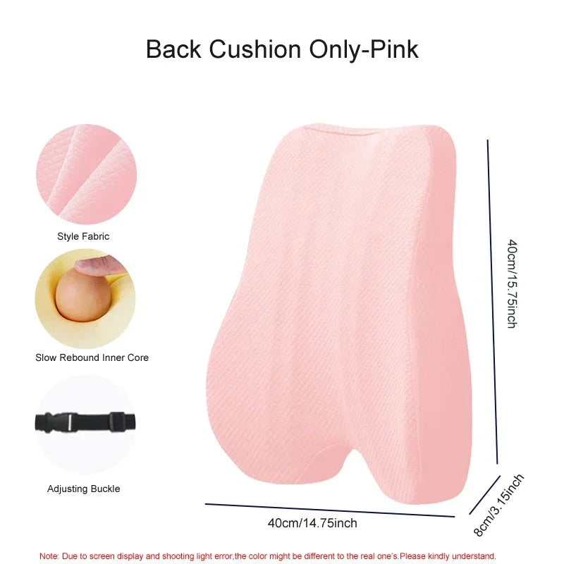 Memory Foam Seat Cushion Waist Back Support Pillow Set - Mobility Buy
