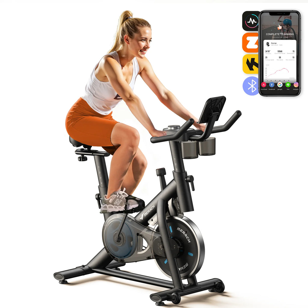 Merach Stationary Exercise Bike With Brake Pad 300lb Capacity - Mobility Buy