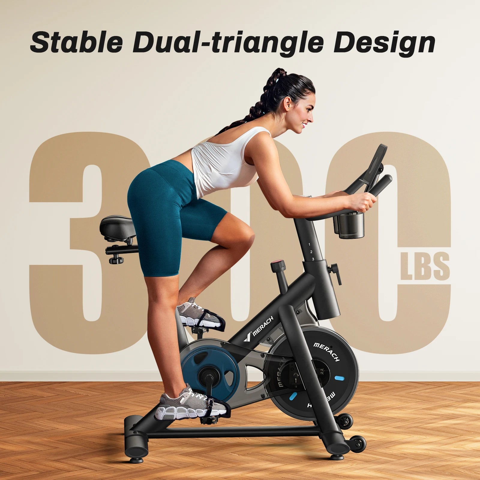 Merach Stationary Exercise Bike With Brake Pad 300lb Capacity - Mobility Buy
